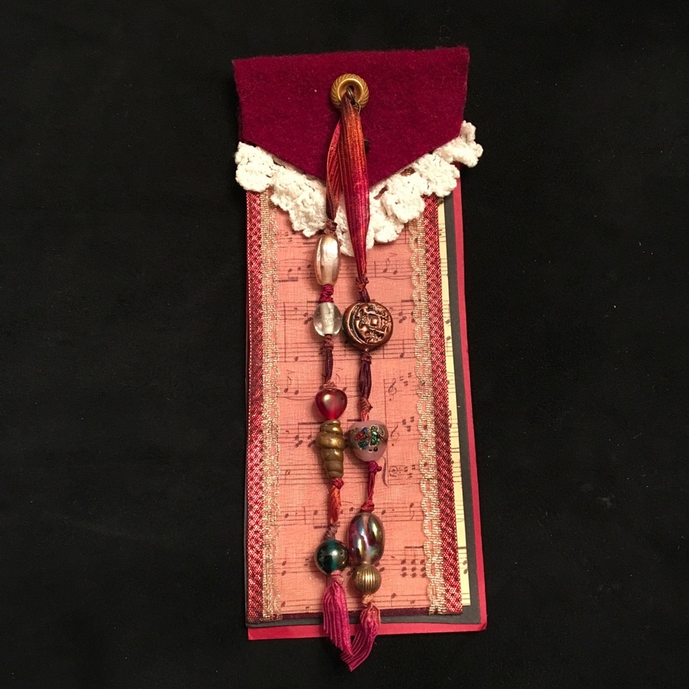 Mark My Word! Bookmark, Wool, Lace, Paper, Beads
